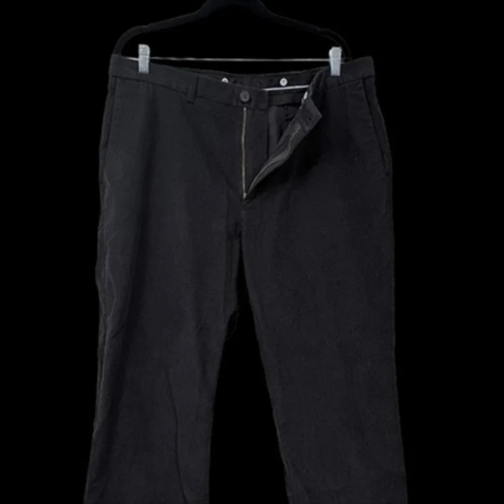Haggar Classic Fit Premium Stretch Corduroy Pants Black Flat Front Men 38x30*^